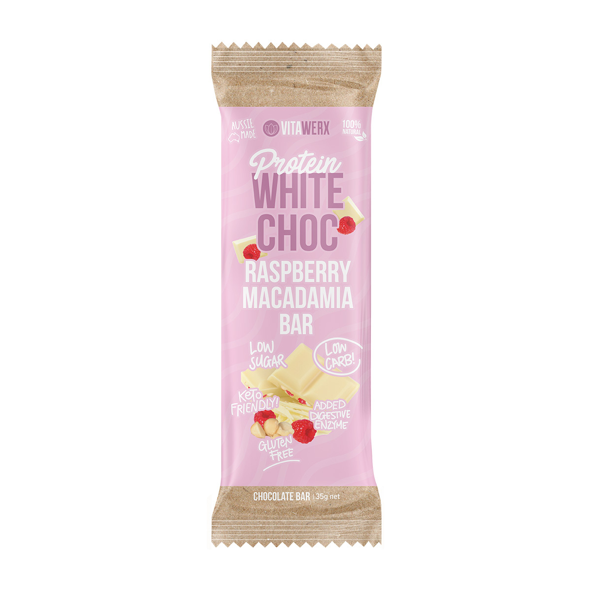 Vitawerx Protein White Chocolate Raspberry Macadamia 35g