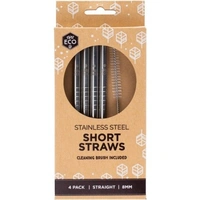 Ever Eco Stainless Steel Short Straws 4 Pack 