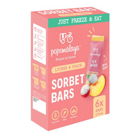 Popsmalaya Sorbet Bars Lychee & Peach 6 x 45ml 