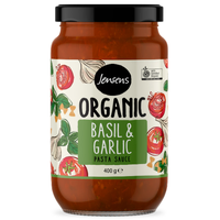 Jensens Organic Pasta Sauce Basil & Garlic 400g