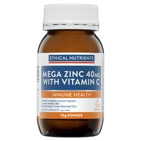 Ethical Nutrients Mega Zinc 40mg With Vitamin C Powder Orange 95G Powder