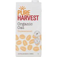 Pure Harvest Organic Oat Milk Unsweetened 1 Litre