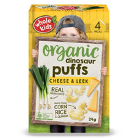 Whole Kids Organic Cheese & Leek Dinosaur Puffs 4 Pack
