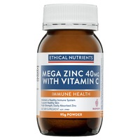 Ethical Nutrients Mega Zinc 40Mg With Vitamin C Raspberry 95G Powder